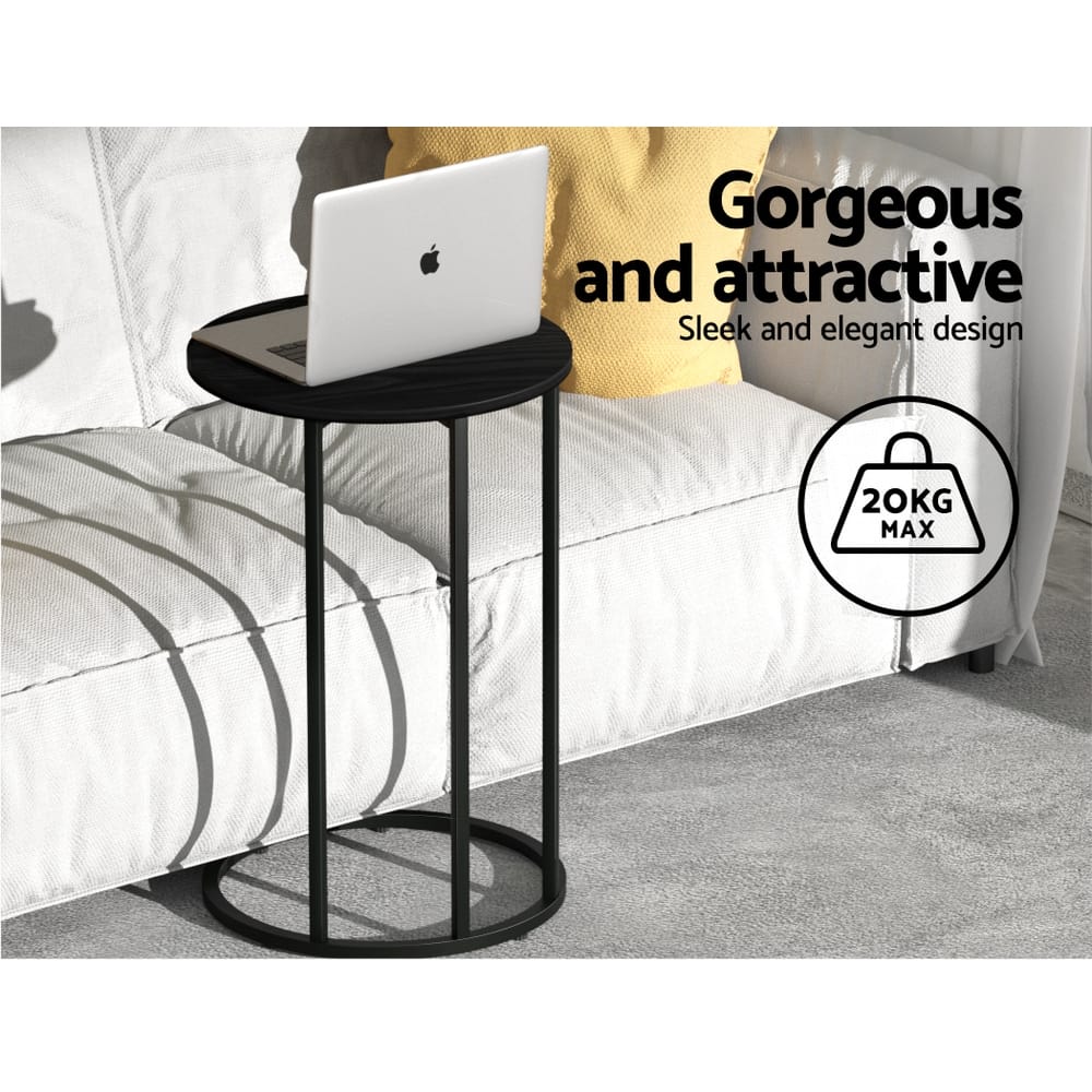 Artiss Furniture > Living Room > Coffee Tables Artiss Coffee Table Side Table Round Black Martha