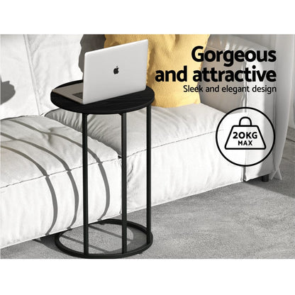 Artiss Furniture > Living Room > Coffee Tables Artiss Coffee Table Side Table Round Black Martha