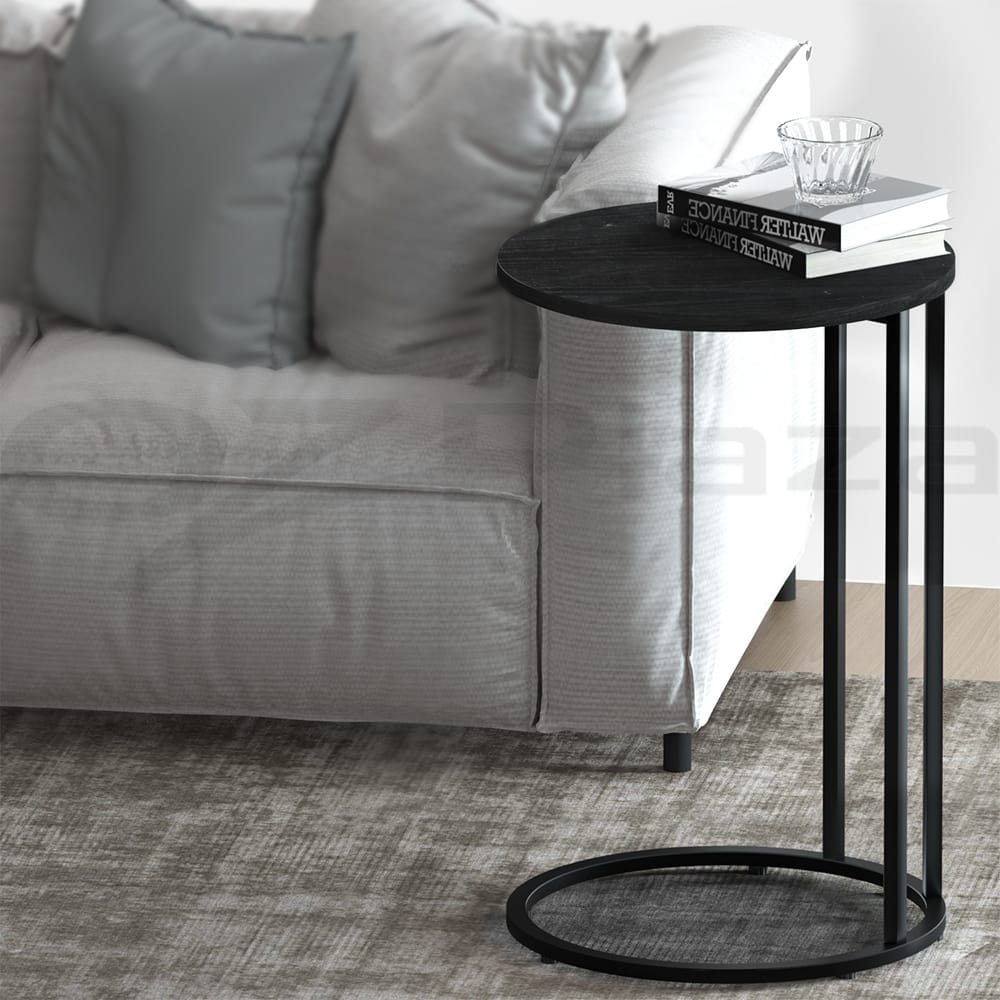 Artiss Furniture > Living Room > Coffee Tables Artiss Coffee Table Side Table Round Black Martha