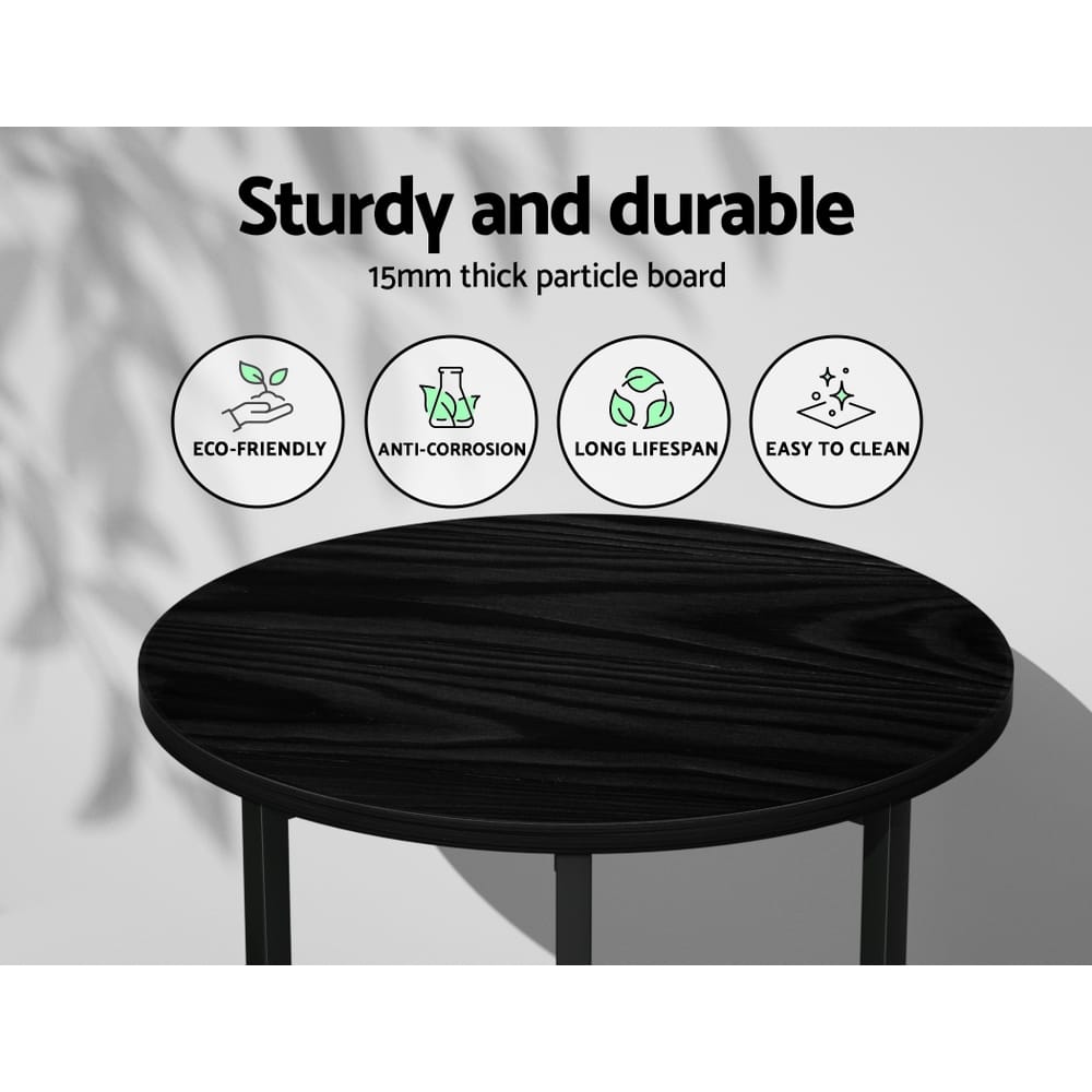 Artiss Furniture > Living Room > Coffee Tables Artiss Coffee Table Side Table Round Black Martha