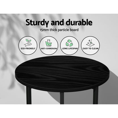 Artiss Furniture > Living Room > Coffee Tables Artiss Coffee Table Side Table Round Black Martha