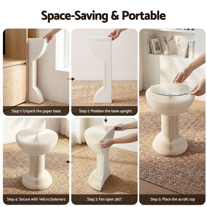 Artiss Furniture > Living Room > Coffee Tables Artiss Paper End Table Honeycomb Coffee Table Foldable Round Bedside Side Table White 40x55cm