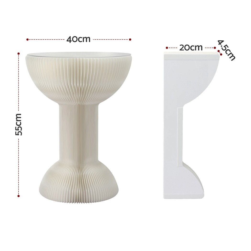 Artiss Furniture > Living Room > Coffee Tables Artiss Paper End Table Honeycomb Coffee Table Foldable Round Bedside Side Table White 40x55cm