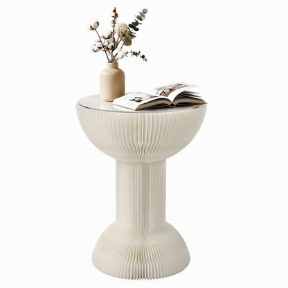 Artiss Furniture > Living Room > Coffee Tables Artiss Paper End Table Honeycomb Coffee Table Foldable Round Bedside Side Table White 40x55cm