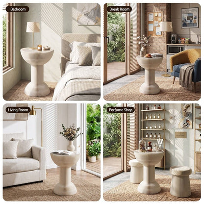 Artiss Furniture > Living Room > Coffee Tables Artiss Paper End Table Honeycomb Coffee Table Foldable Round Bedside Side Table White 40x55cm