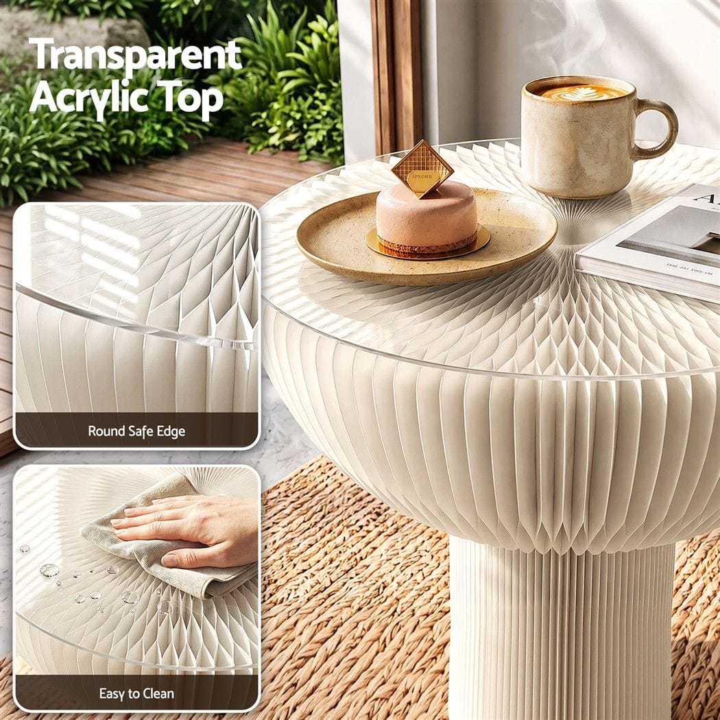 Artiss Furniture > Living Room > Coffee Tables Artiss Paper End Table Honeycomb Coffee Table Foldable Round Bedside Side Table White 40x55cm