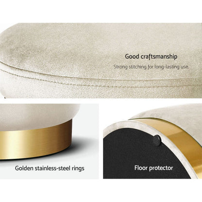 Artiss Furniture > Living Room > Ottomans & Footstools Artiss Ottoman Foot Stool Round Velvet Cream