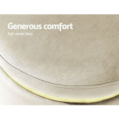 Artiss Furniture > Living Room > Ottomans & Footstools Artiss Ottoman Foot Stool Round Velvet Cream