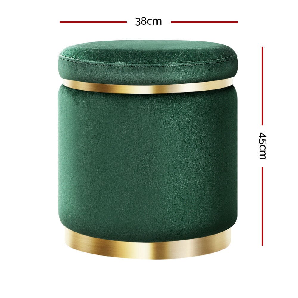 Artiss Furniture > Living Room > Ottomans & Footstools Artiss Ottoman Foot Stool Round Velvet Green
