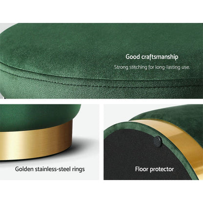 Artiss Furniture > Living Room > Ottomans & Footstools Artiss Ottoman Foot Stool Round Velvet Green