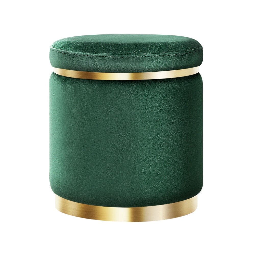 Artiss Furniture > Living Room > Ottomans & Footstools Artiss Ottoman Foot Stool Round Velvet Green