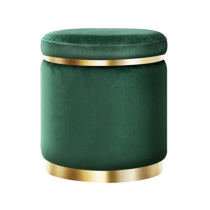Artiss Furniture > Living Room > Ottomans & Footstools Artiss Ottoman Foot Stool Round Velvet Green