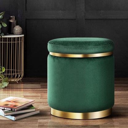 Artiss Furniture > Living Room > Ottomans & Footstools Artiss Ottoman Foot Stool Round Velvet Green