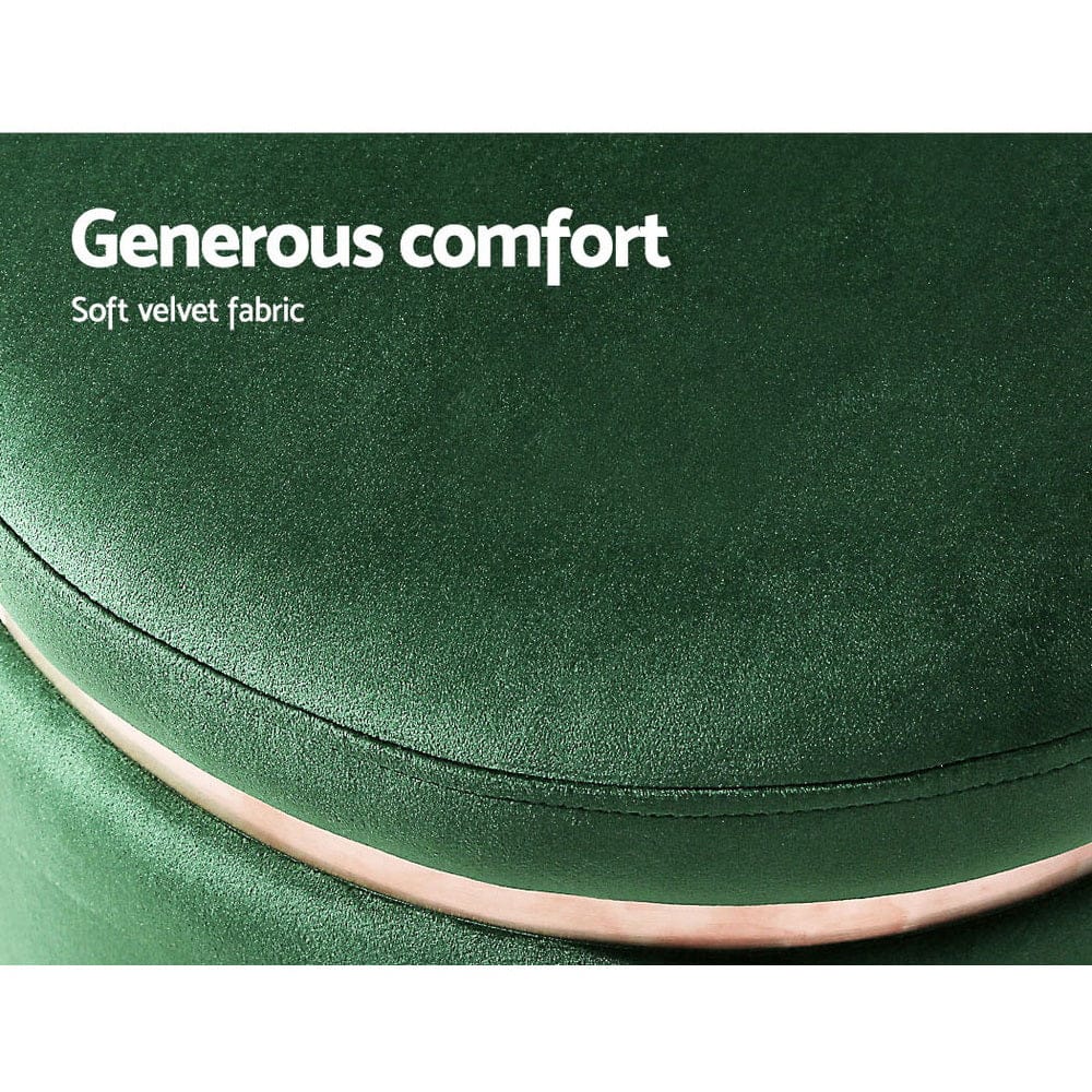 Artiss Furniture > Living Room > Ottomans & Footstools Artiss Ottoman Foot Stool Round Velvet Green