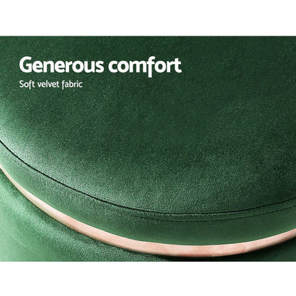 Artiss Furniture > Living Room > Ottomans & Footstools Artiss Ottoman Foot Stool Round Velvet Green