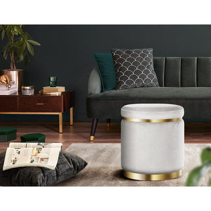 Artiss Furniture > Living Room > Ottomans & Footstools Artiss Ottoman Foot Stool Round Velvet Grey