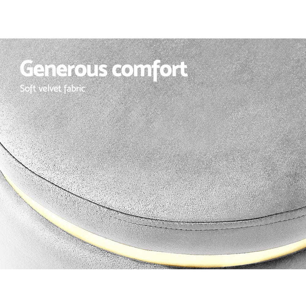 Artiss Furniture > Living Room > Ottomans & Footstools Artiss Ottoman Foot Stool Round Velvet Grey
