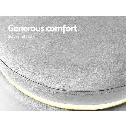 Artiss Furniture > Living Room > Ottomans & Footstools Artiss Ottoman Foot Stool Round Velvet Grey
