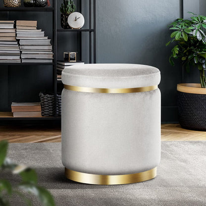 Artiss Furniture > Living Room > Ottomans & Footstools Artiss Ottoman Foot Stool Round Velvet Grey