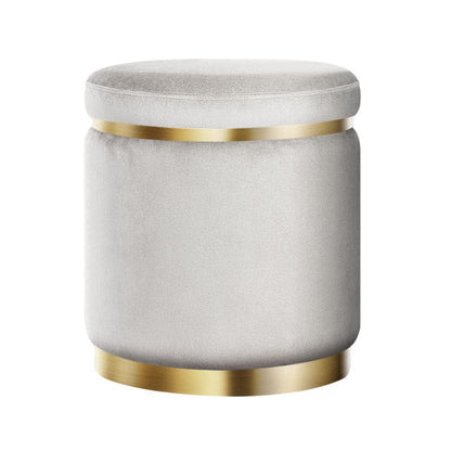 Artiss Furniture > Living Room > Ottomans & Footstools Artiss Ottoman Foot Stool Round Velvet Grey