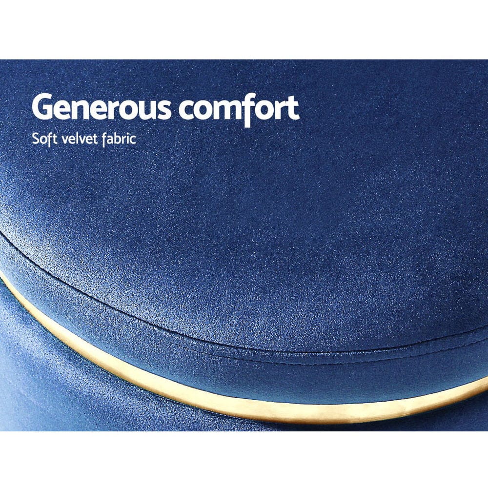 Artiss Furniture > Living Room > Ottomans & Footstools Artiss Ottoman Foot Stool Round Velvet Navy