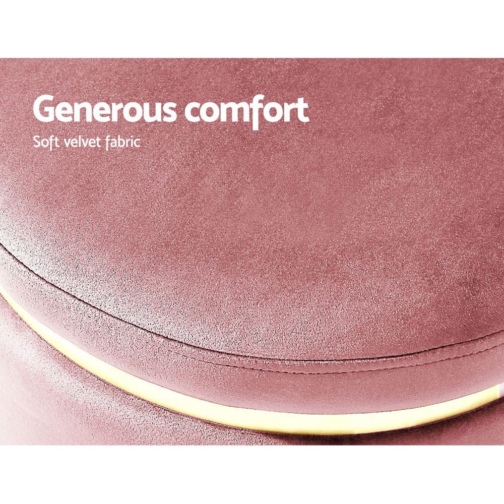 Artiss Furniture > Living Room > Ottomans & Footstools Artiss Ottoman Foot Stool Round Velvet Pink
