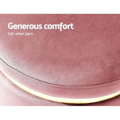 Artiss Furniture > Living Room > Ottomans & Footstools Artiss Ottoman Foot Stool Round Velvet Pink