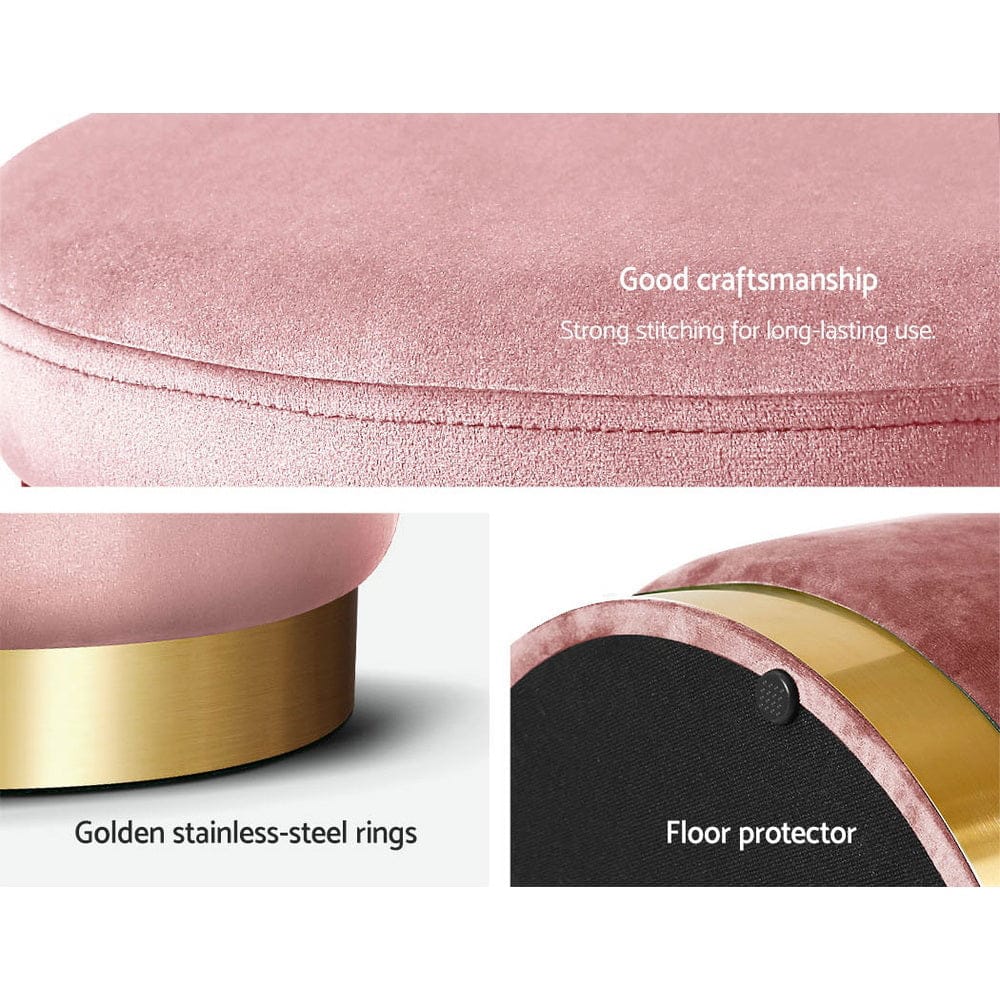 Artiss Furniture > Living Room > Ottomans & Footstools Artiss Ottoman Foot Stool Round Velvet Pink