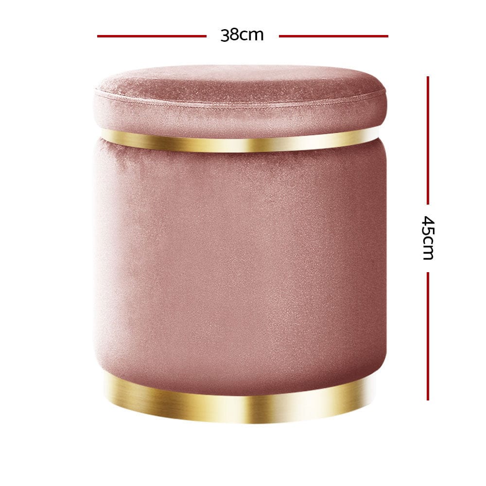 Artiss Furniture > Living Room > Ottomans & Footstools Artiss Ottoman Foot Stool Round Velvet Pink