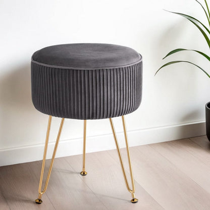 Artiss Furniture > Living Room > Ottomans & Footstools Artiss Ottoman Foot Stool Vanity Velvet Round Grey