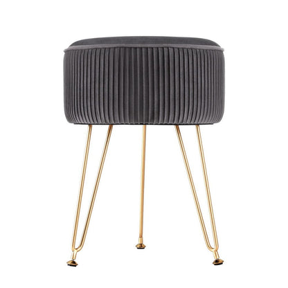 Artiss Furniture > Living Room > Ottomans & Footstools Artiss Ottoman Foot Stool Vanity Velvet Round Grey