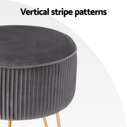 Artiss Furniture > Living Room > Ottomans & Footstools Artiss Ottoman Foot Stool Vanity Velvet Round Grey