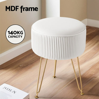 Artiss Furniture > Living Room > Ottomans & Footstools Artiss Ottoman Foot Stool Vanity Velvet Round White