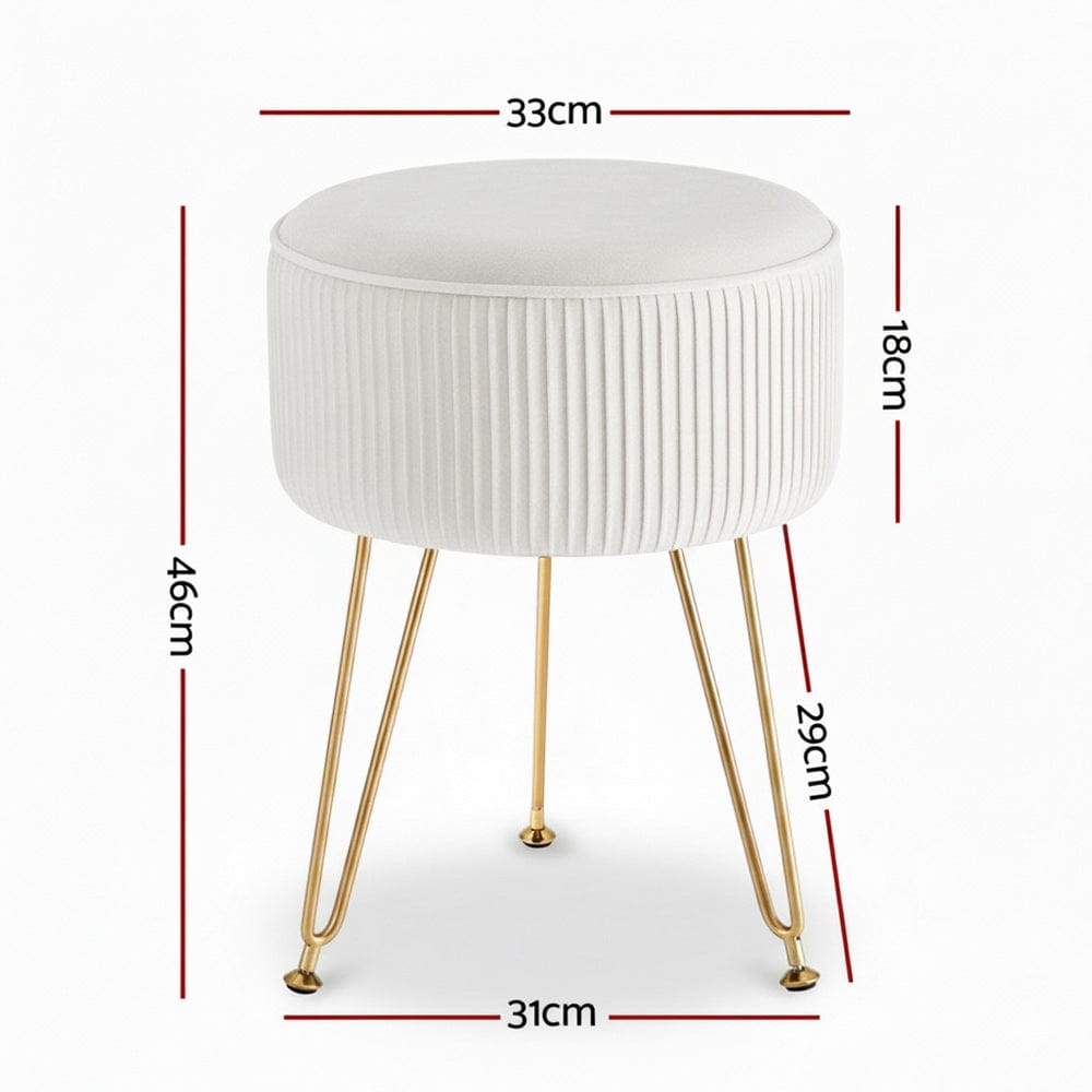 Artiss Furniture > Living Room > Ottomans & Footstools Artiss Ottoman Foot Stool Vanity Velvet Round White