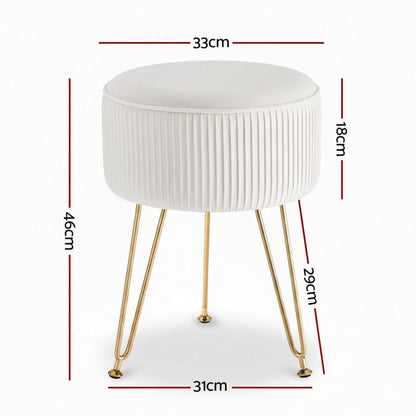 Artiss Furniture > Living Room > Ottomans & Footstools Artiss Ottoman Foot Stool Vanity Velvet Round White