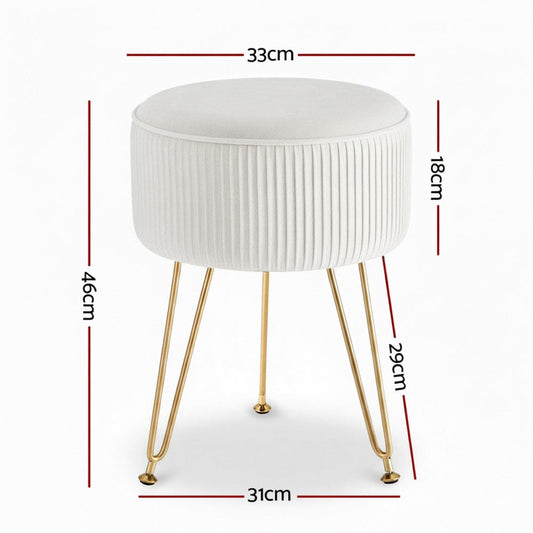 Artiss Furniture > Living Room > Ottomans & Footstools Artiss Ottoman Foot Stool Vanity Velvet Round White