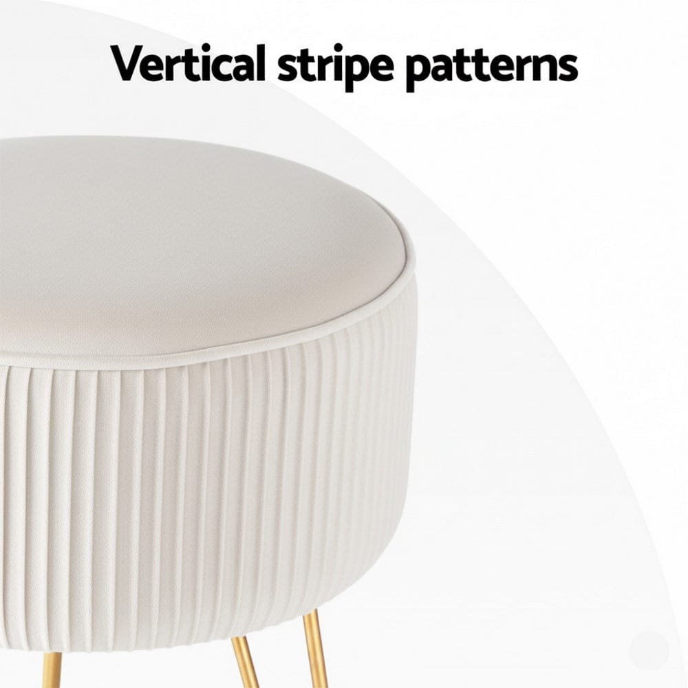 Artiss Furniture > Living Room > Ottomans & Footstools Artiss Ottoman Foot Stool Vanity Velvet Round White