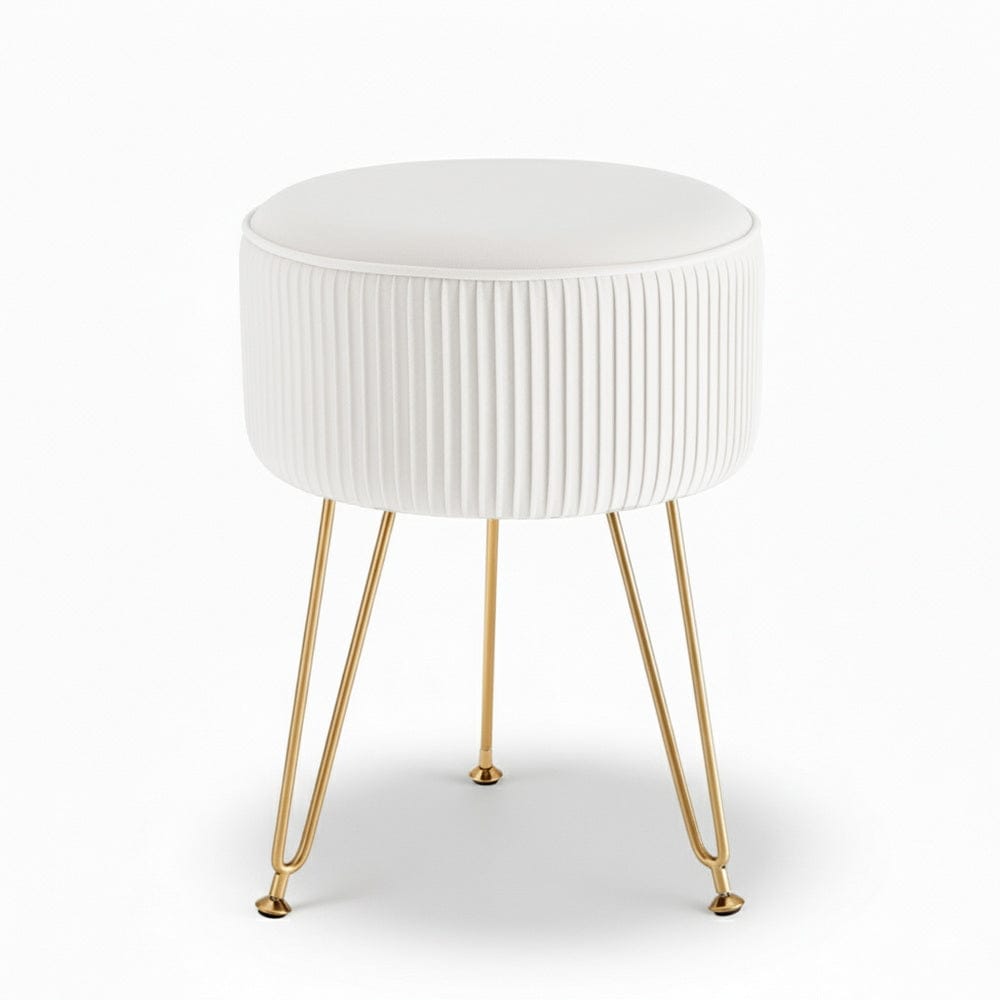 Artiss Furniture > Living Room > Ottomans & Footstools Artiss Ottoman Foot Stool Vanity Velvet Round White
