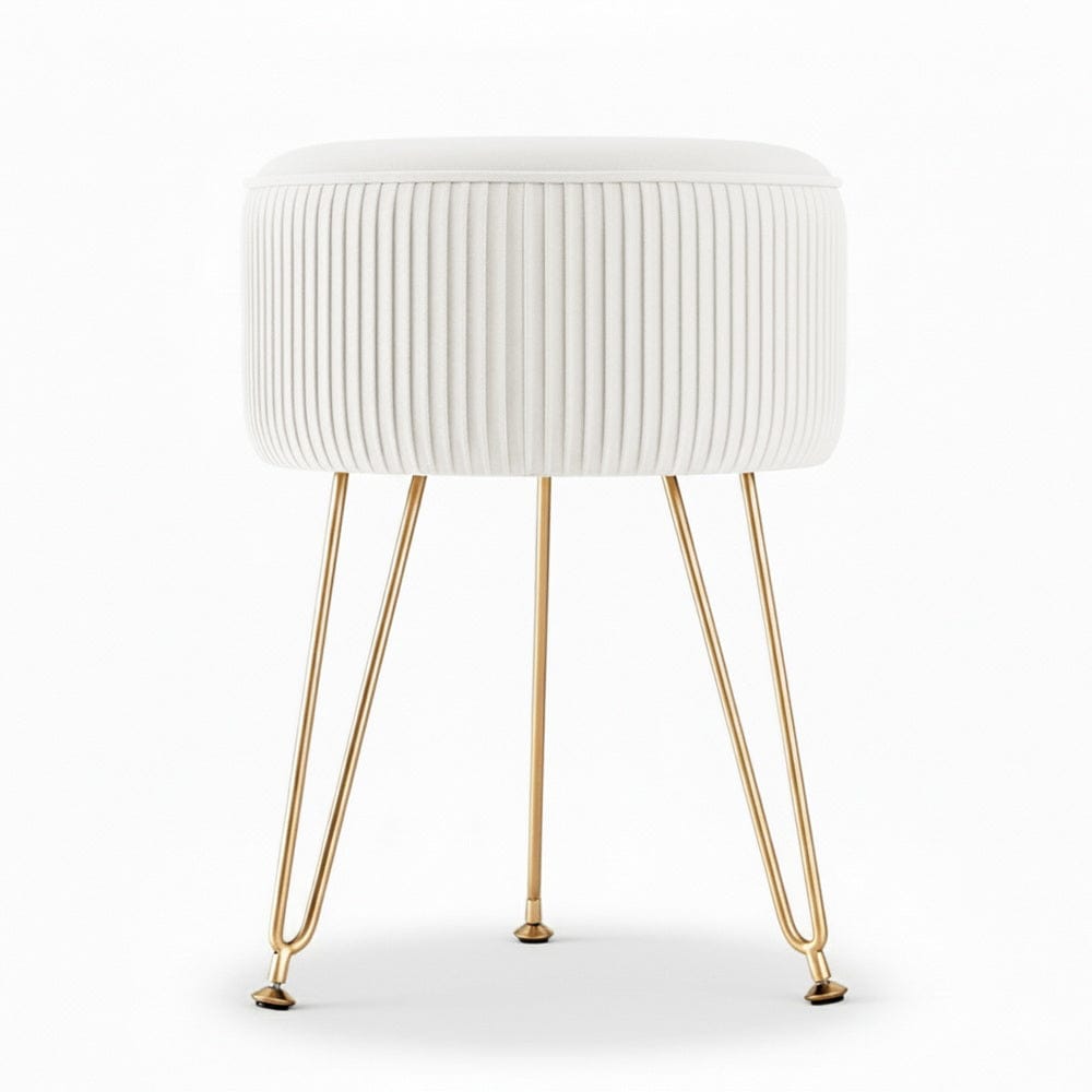Artiss Furniture > Living Room > Ottomans & Footstools Artiss Ottoman Foot Stool Vanity Velvet Round White