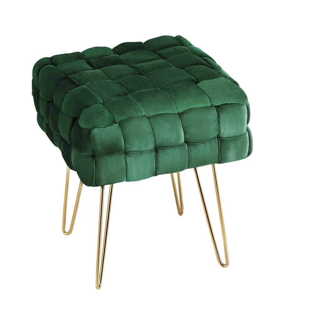 Artiss Furniture > Living Room > Ottomans & Footstools Artiss Ottoman Foot Stool Vanity Woven Velvet Green