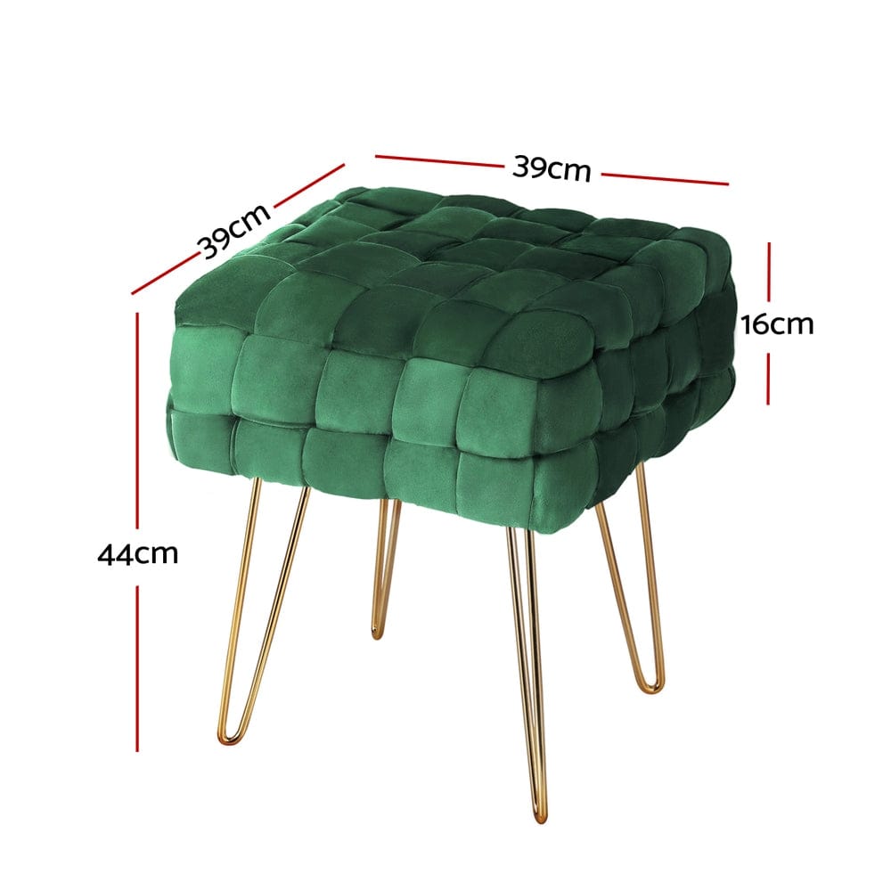 Artiss Furniture > Living Room > Ottomans & Footstools Artiss Ottoman Foot Stool Vanity Woven Velvet Green