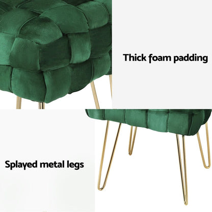 Artiss Furniture > Living Room > Ottomans & Footstools Artiss Ottoman Foot Stool Vanity Woven Velvet Green