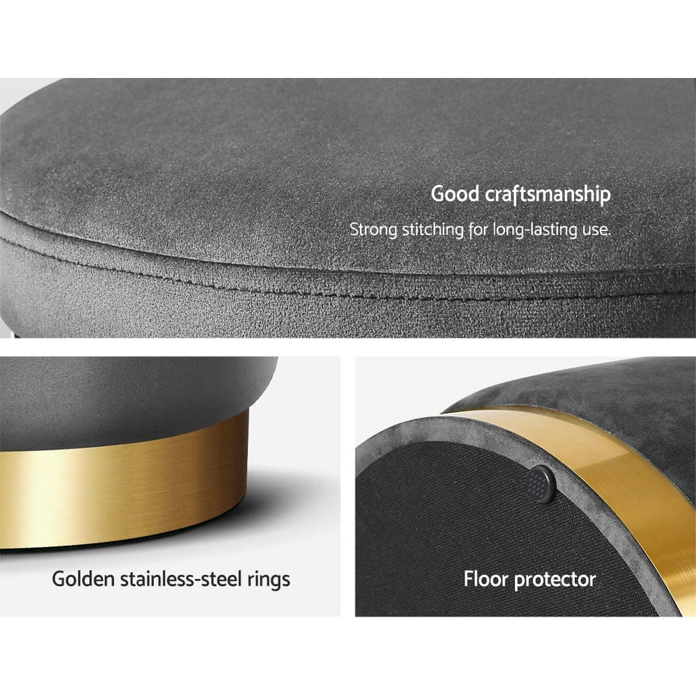 Artiss Furniture > Living Room > Ottomans & Footstools Artiss Ottoman Storage Foot Stool Round Velvet Charcoal