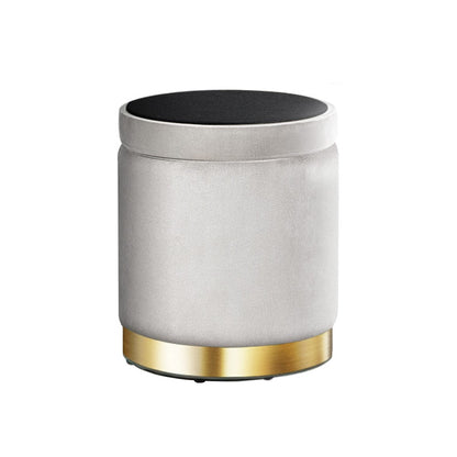 Artiss Furniture > Living Room > Ottomans & Footstools Artiss Ottoman Storage Foot Stool Round Velvet Grey
