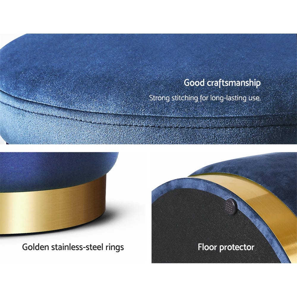 Artiss Furniture > Living Room > Ottomans & Footstools Artiss Ottoman Storage Foot Stool Round Velvet Navy