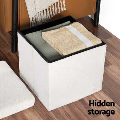 Artiss Furniture > Living Room > Ottomans & Footstools Artiss Ottoman Storage Foot Stool Vanity Square Teddy