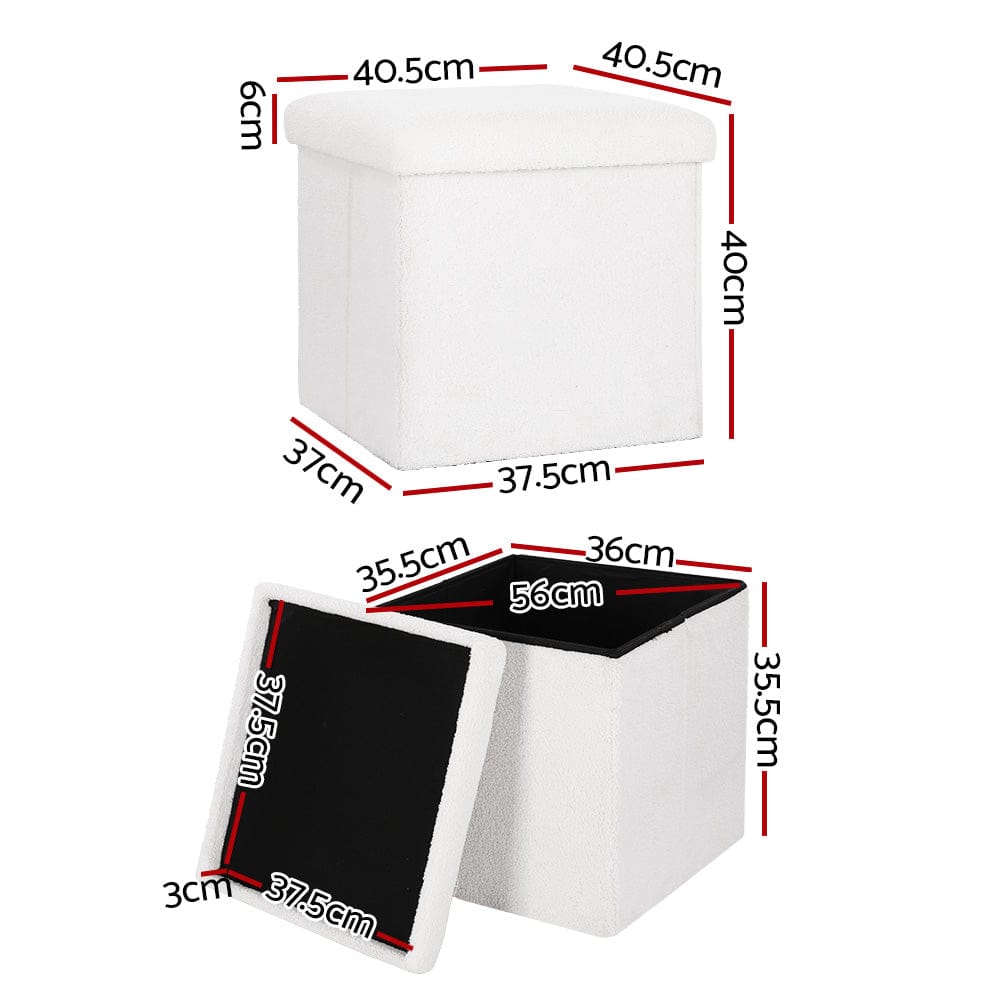 Artiss Furniture > Living Room > Ottomans & Footstools Artiss Ottoman Storage Foot Stool Vanity Square Teddy