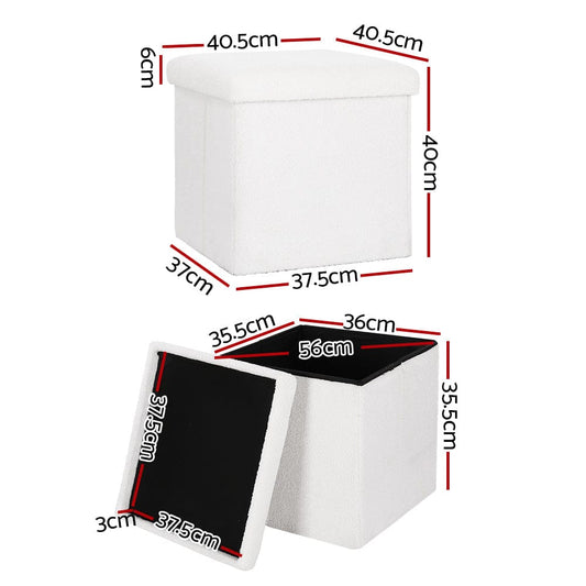 Artiss Furniture > Living Room > Ottomans & Footstools Artiss Ottoman Storage Foot Stool Vanity Square Teddy