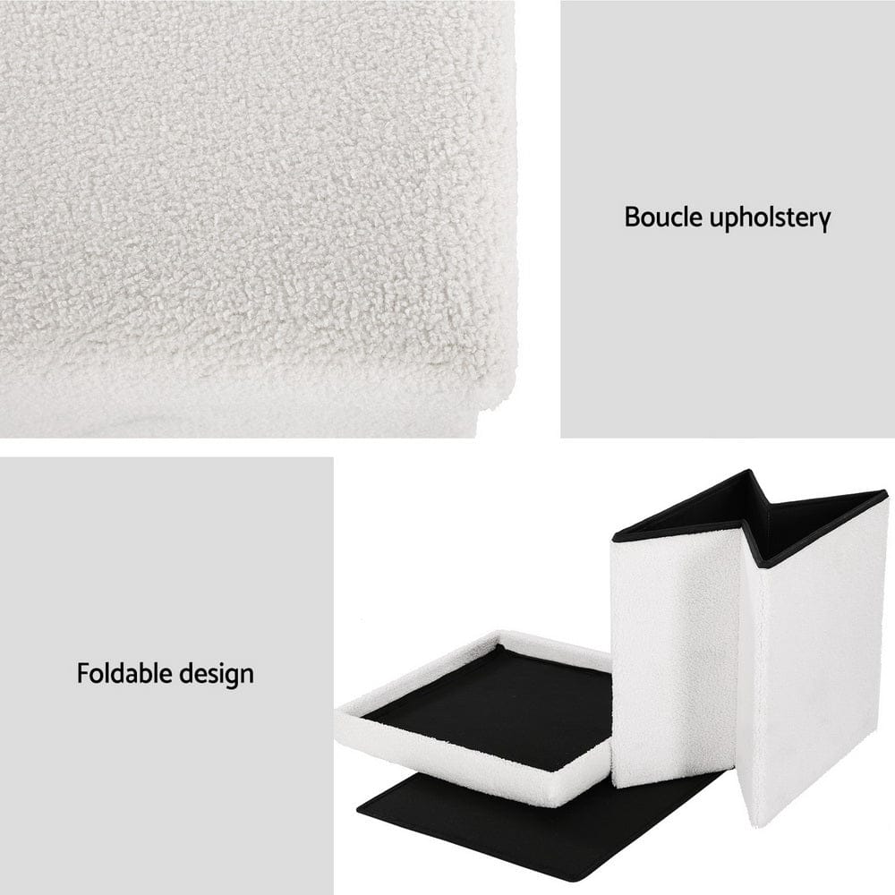 Artiss Furniture > Living Room > Ottomans & Footstools Artiss Ottoman Storage Foot Stool Vanity Square Teddy