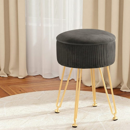 Artiss Furniture > Living Room > Ottomans & Footstools Artiss Ottoman Storage Foot Stool Vanity Velvet Round Grey